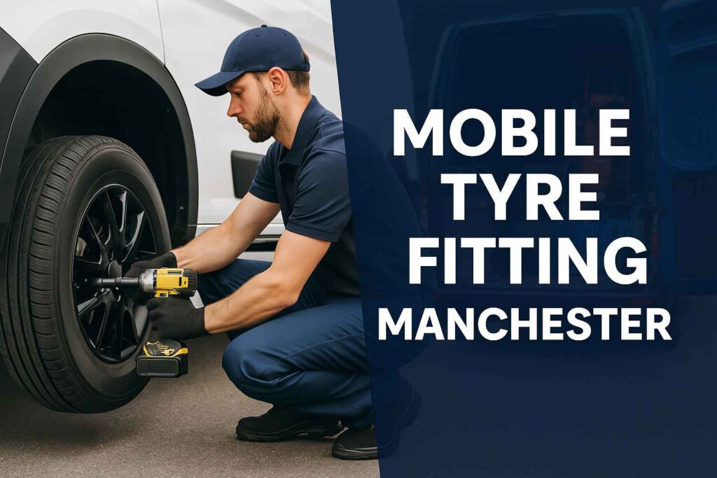 Professional mobile tyre fitting service in Manchester with on-site tyre replacement, emergency tyre fitting, mobile tyre repair, fast tyre fitting near me, and 24/7 tyre support by expert technicians.