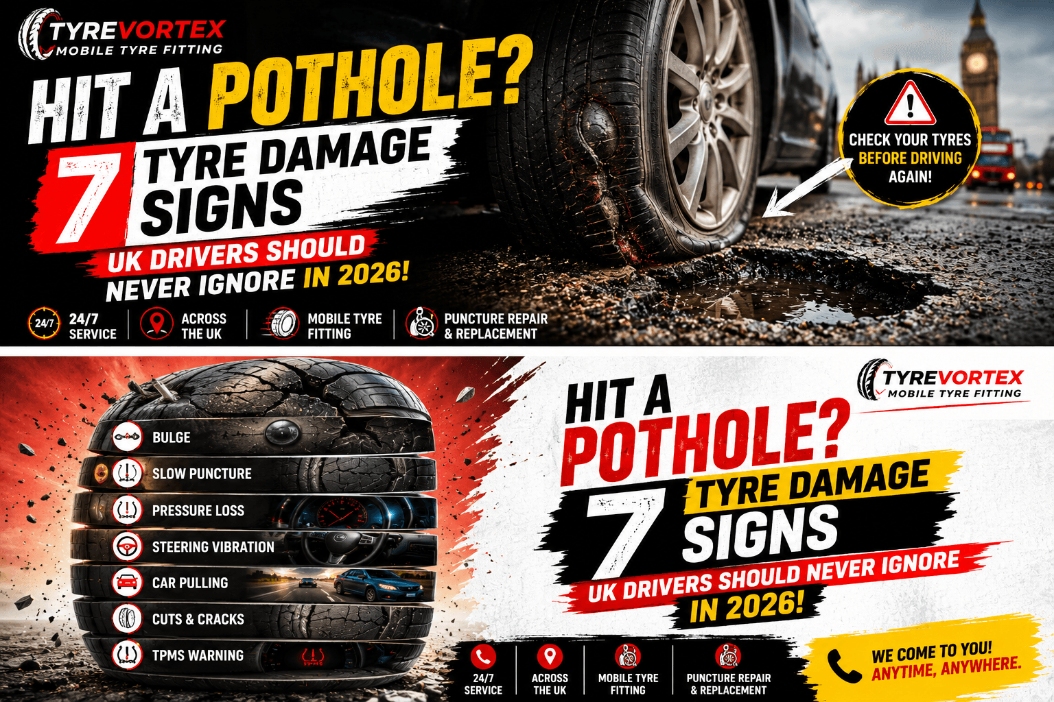 Hit a Pothole 7 Tyre Damage Signs UK Drivers Should Never Ignore in 2026
